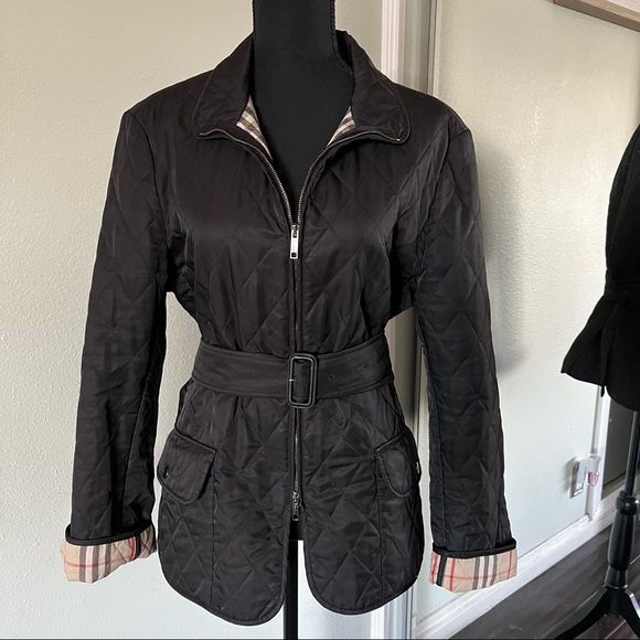 Burberry Quilted Belted Zip Up Jacket Size Large